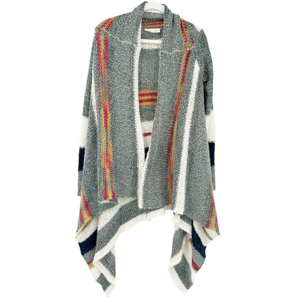 Lovestitch Fall‎ Lagenlook Striped Open Front Wool Blend Knit Cardigan Size S